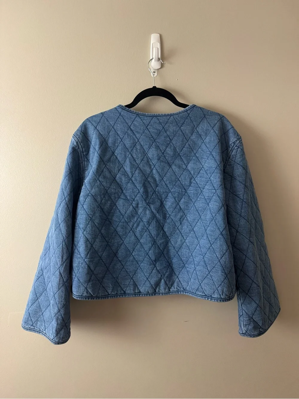 Kate Spade Quilted Denim Cropped Jacket Large Minimalist Cottagecore